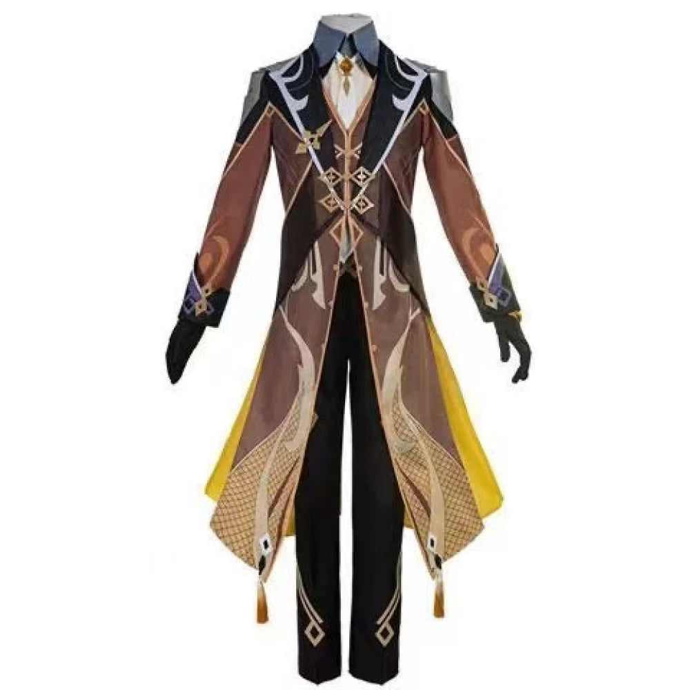Genshin Impact Zhongli Cosplay Costume Full Set Wig