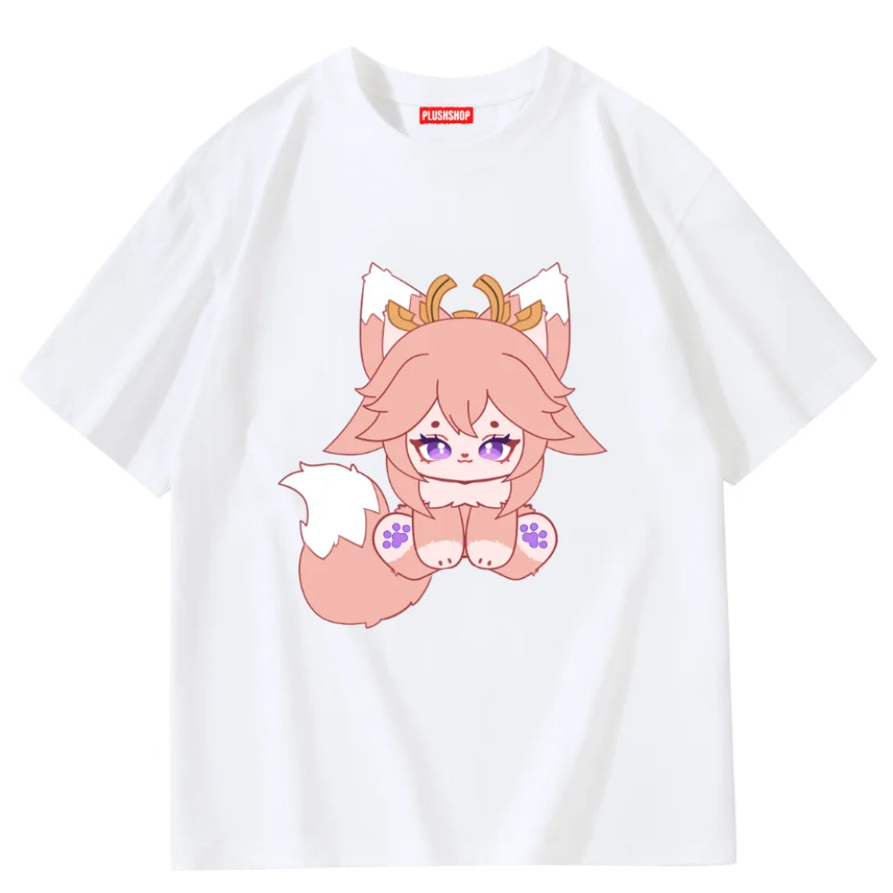 Yae Miko Meow Creative Hoodie/T-Shirt Genshin T-Shirt / S 衣服