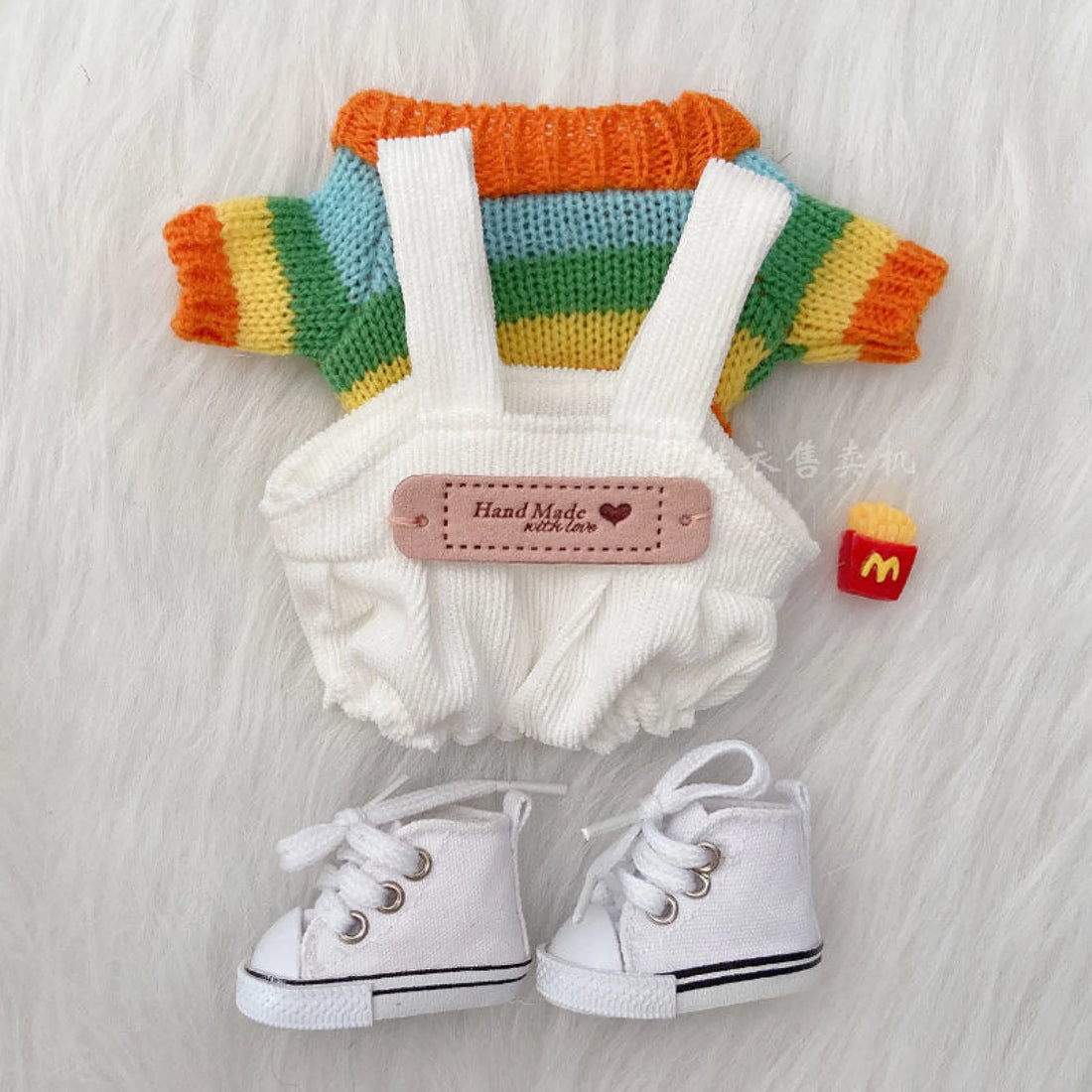 20Cm Cotton Doll Plush Clothes Cute Rainbow Outfit For Dolls(Outfit Only) Full Set