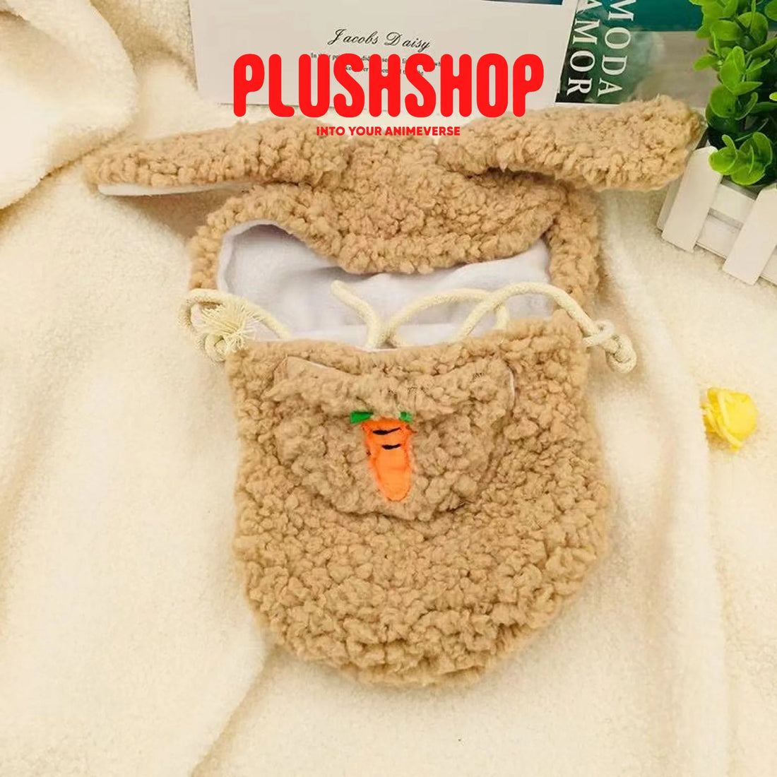 20Cm Cute Plush Bag Soft Lambhair Camel