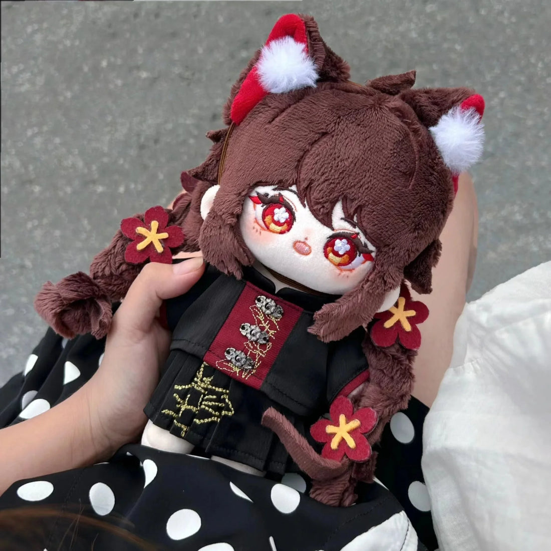 20Cm Genshin Impact Hutao Plush Cute Doll Outfit Changeable Naked Doll+Outfit / Without Bones