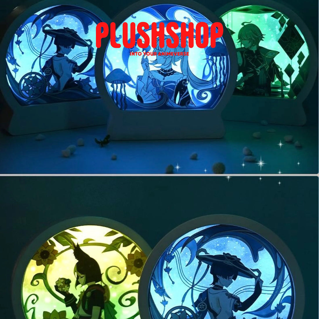 Genshin Impact 3D Holographic Paper Carving Night Light