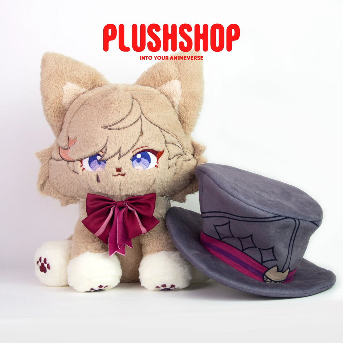 45Cm Genshin Lyney Plush Lyneymeow Cute Puppet With Detachable Hat (Ship Within 15 Days)