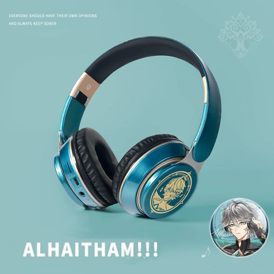 Genshin Alhaitham Headphone Wireless With Microphone Hifi Stereo Foldable Lightweight Headset