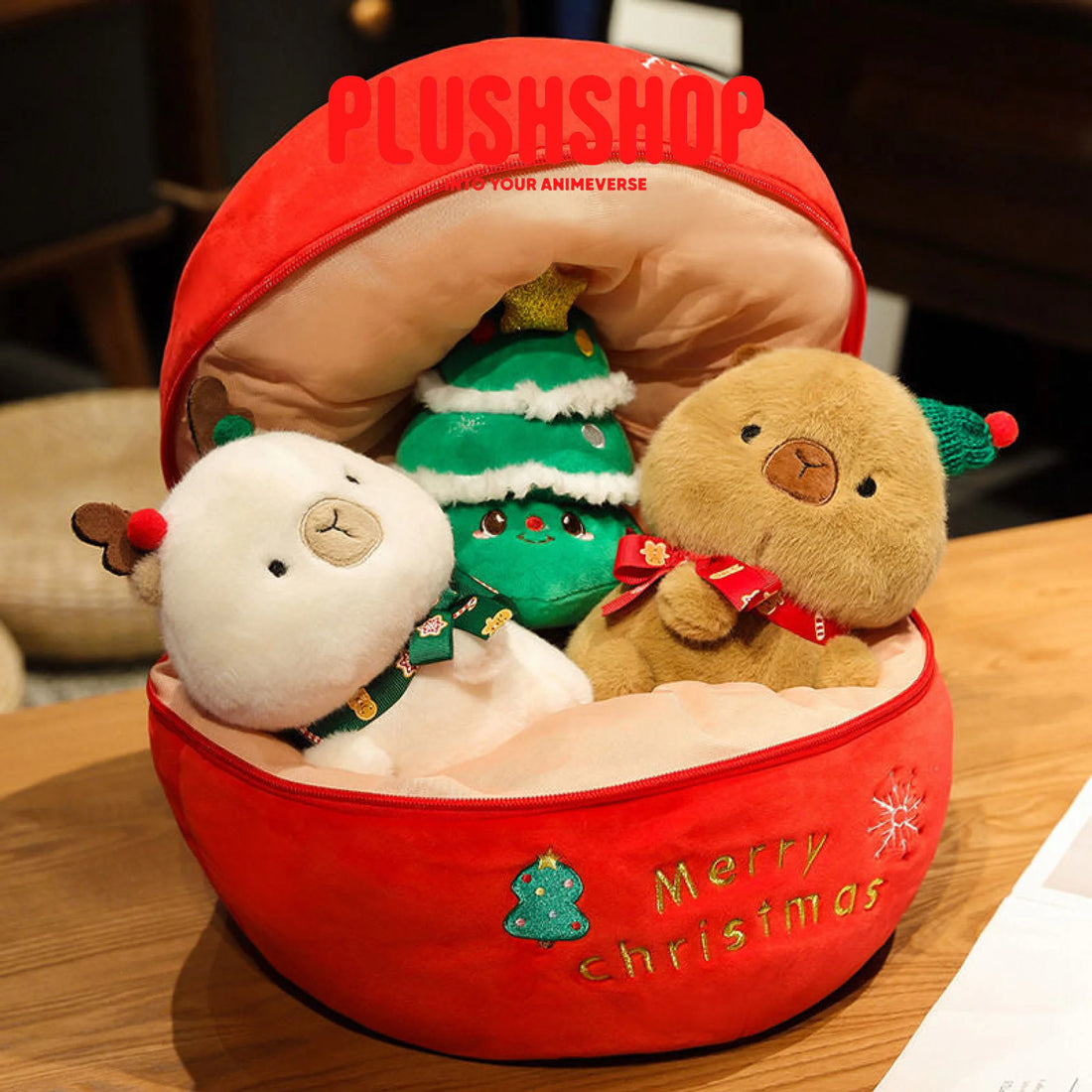 Christmas Red Apple Plushies With Capybara Trees 玩偶