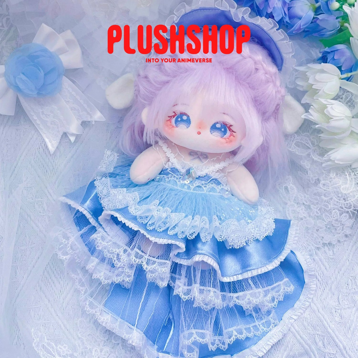 Cotton Doll Plush Clothes Blue Dress For Dolls 20Cm 娃衣