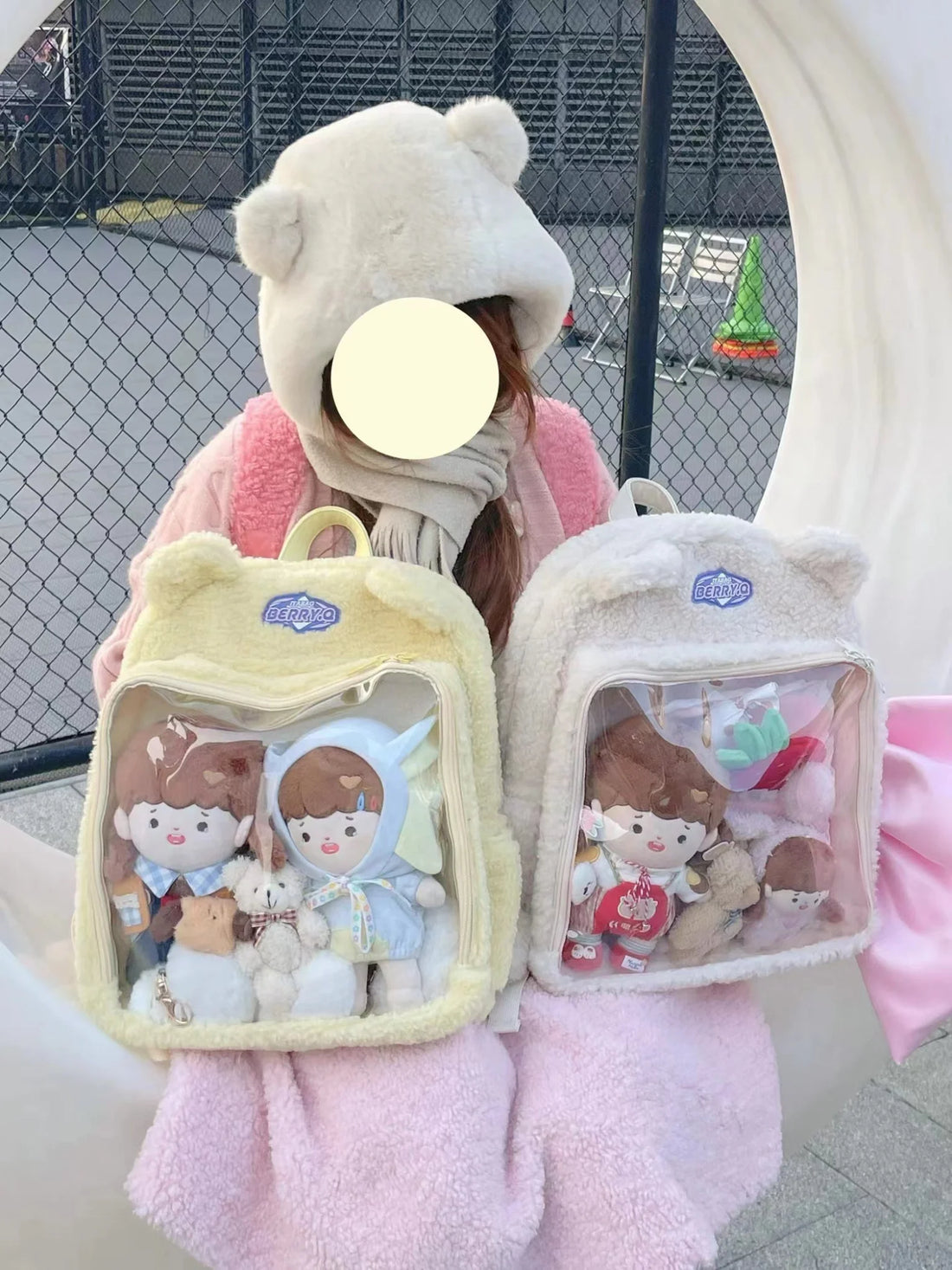 Cute Plushies Bag Soft Lambhair Backpack