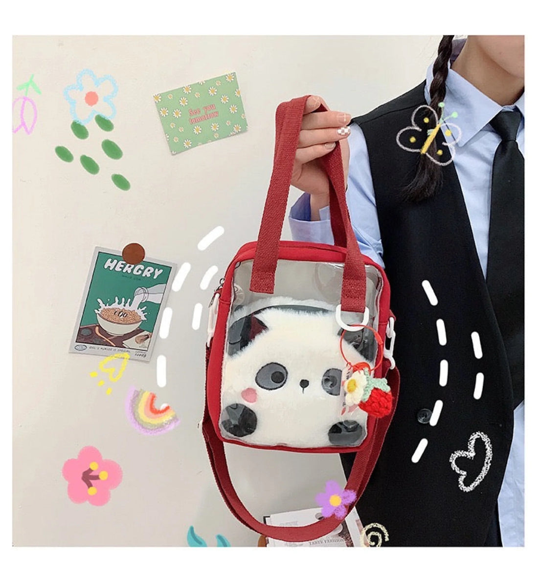 Cute Red Plushie Bag For One Doll