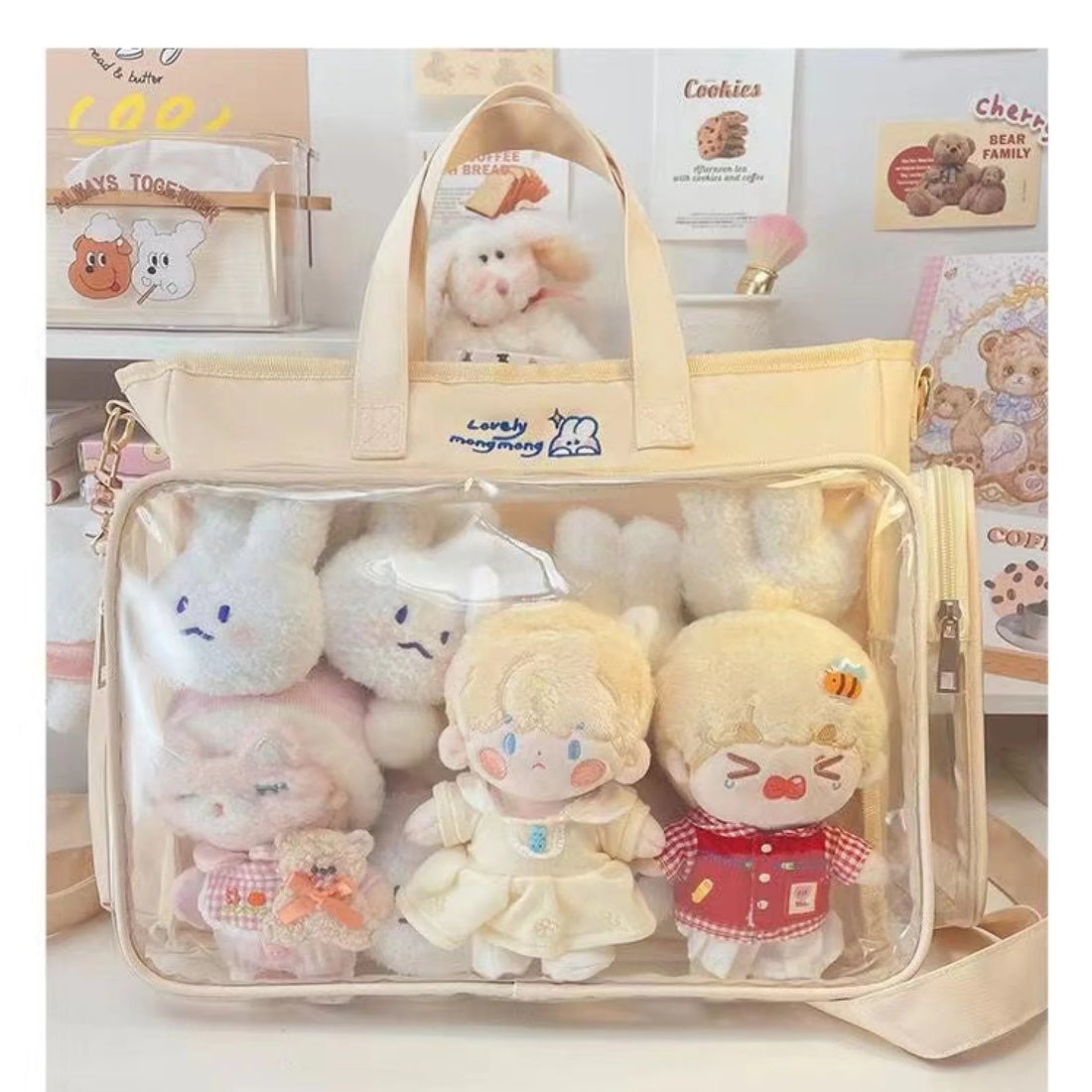 Cute Transparent Bag Plushies Backpack