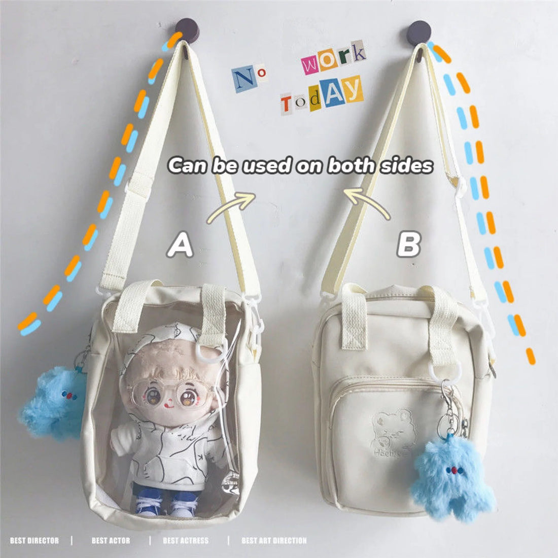 Cute White Plushie Bag For One Doll