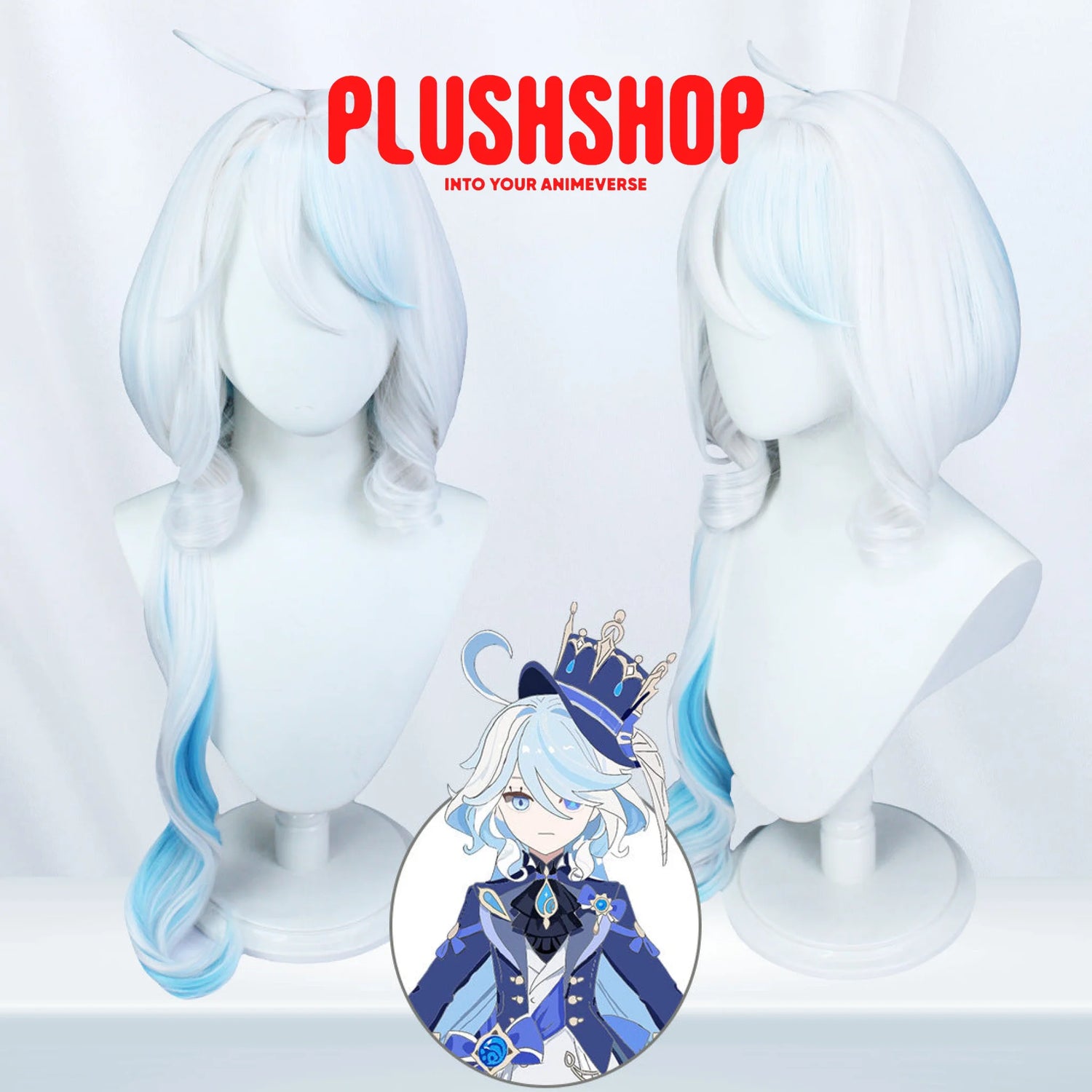 Genshin Impact Furina Cosplay Outfit Clohes Wig Wig(Only One Size) / Xs 衣服套装