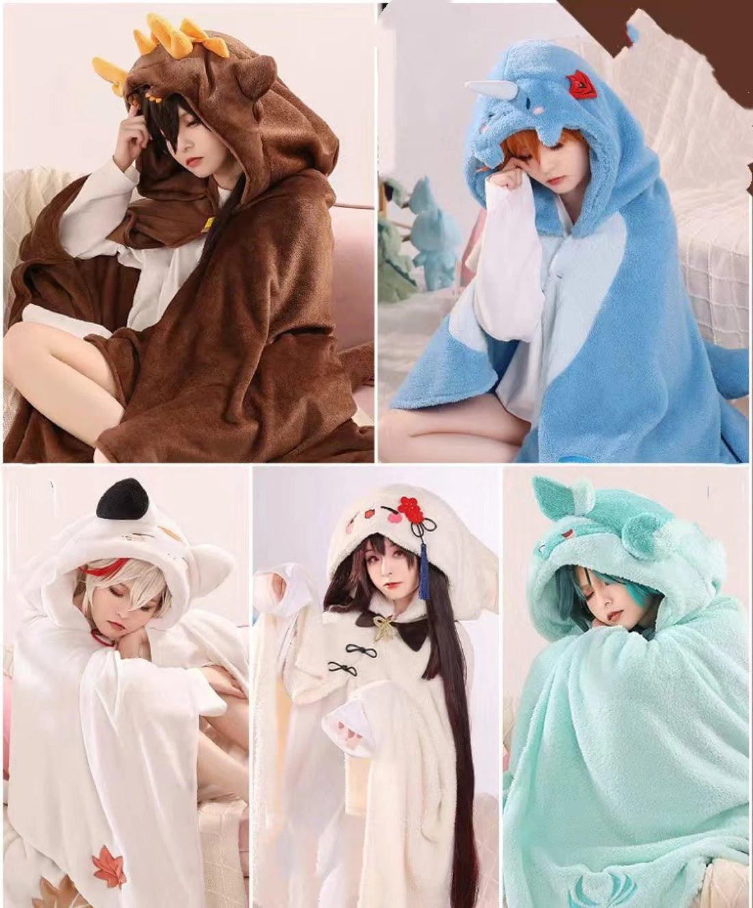 Genshin Characters Blanket Warm With Hat