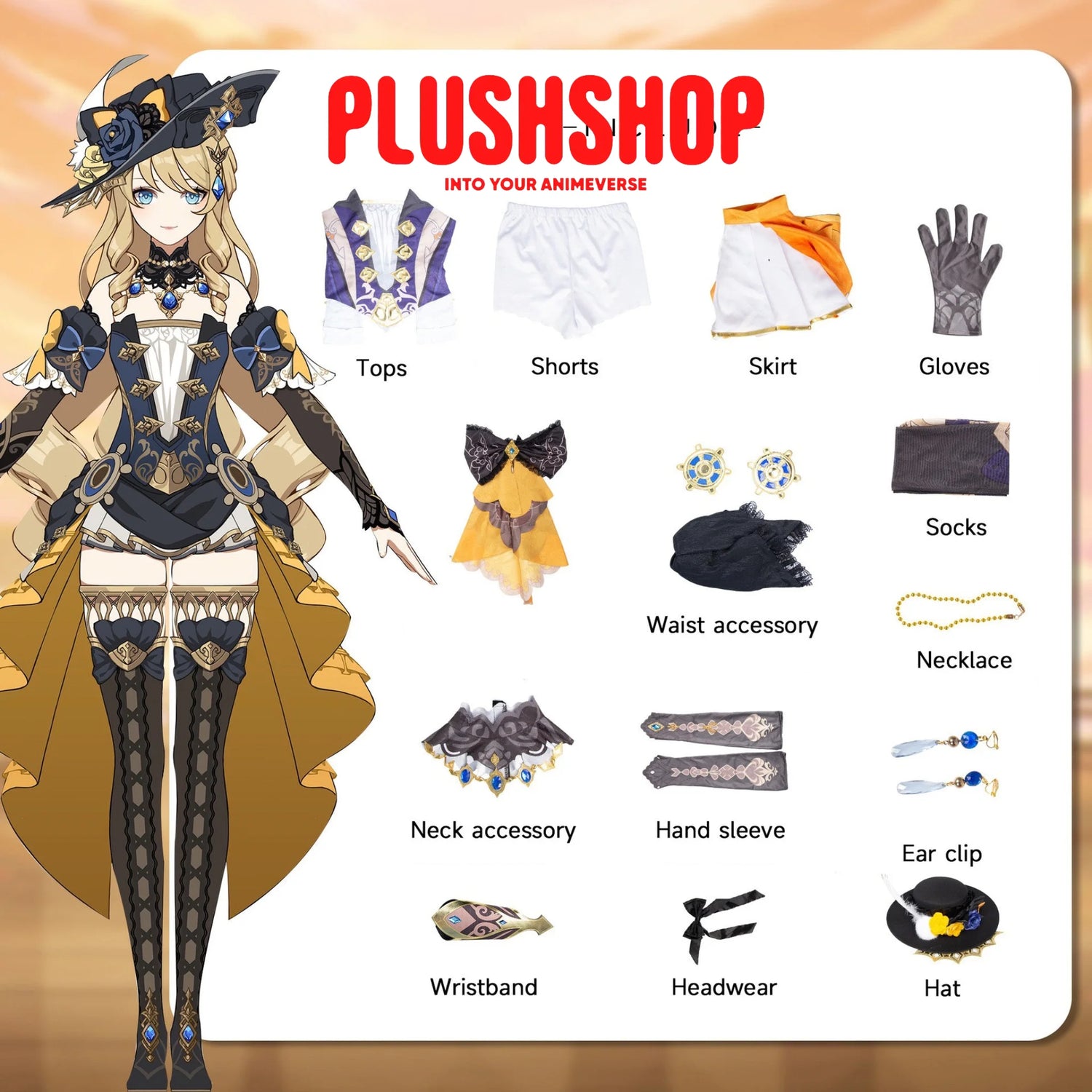 Genshin Impact Navia Cosplay Costume Full Set Outfit / Xs Cosplay 套装