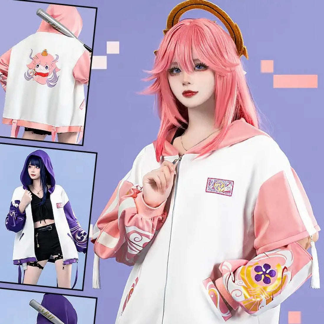 Genshin Impact Raiden&amp;Yea Miko Theme Costume Cosplay Casual Wearing Outfit Coat