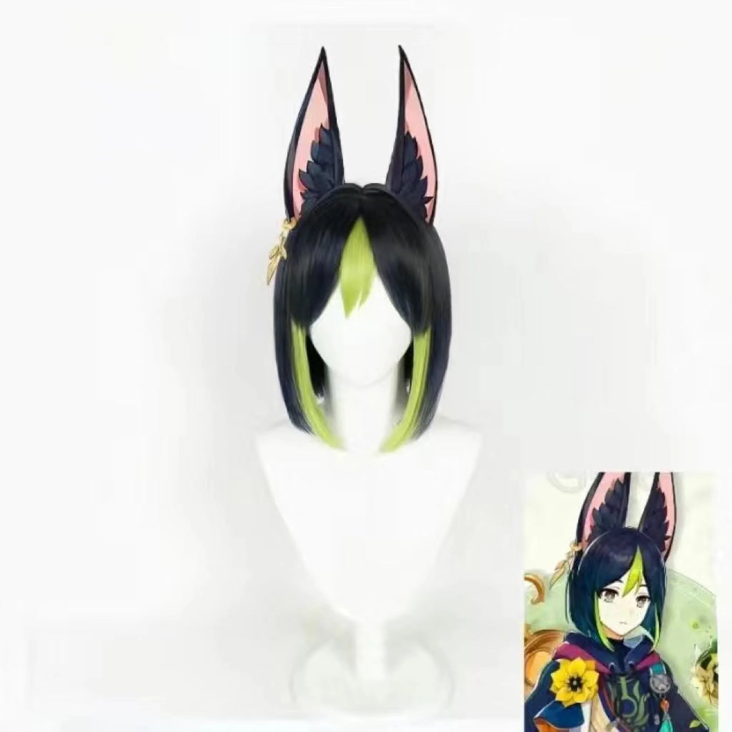 Genshin Impact Tighnari Cosplay Wig And Furry Ears