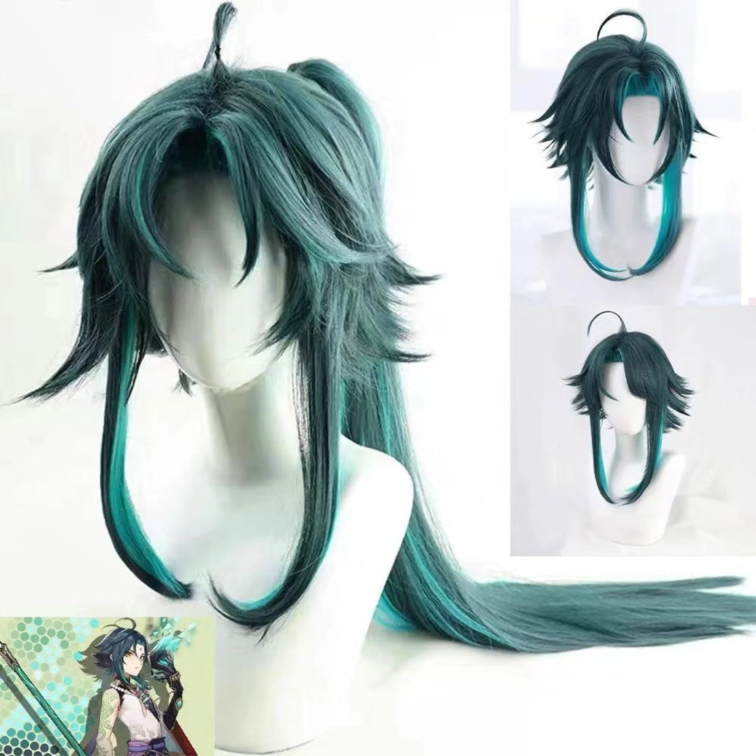 Genshin Impact Xiao Cosplay Wig Ponytail Included