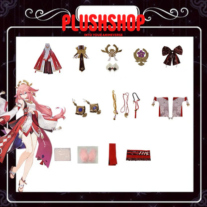 Genshin Impact Yae Miko Cosplay Outfit Clohes Wig Whole Set / Xs Cosplay 套装