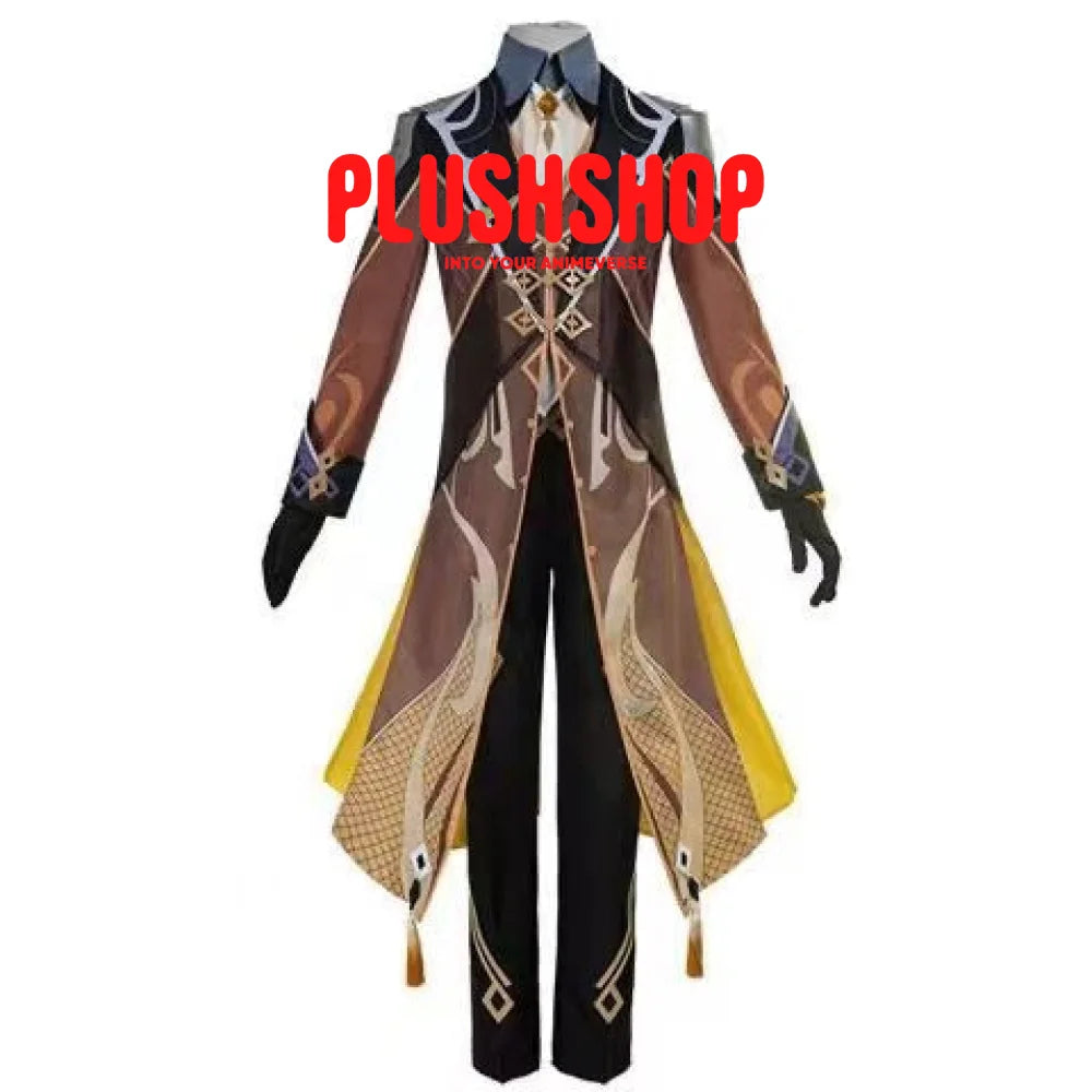 Genshin Impact Zhongli Cosplay Costume Full Set Wig