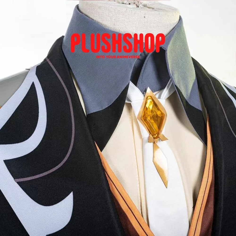 Genshin Impact Zhongli Cosplay Costume Full Set Wig