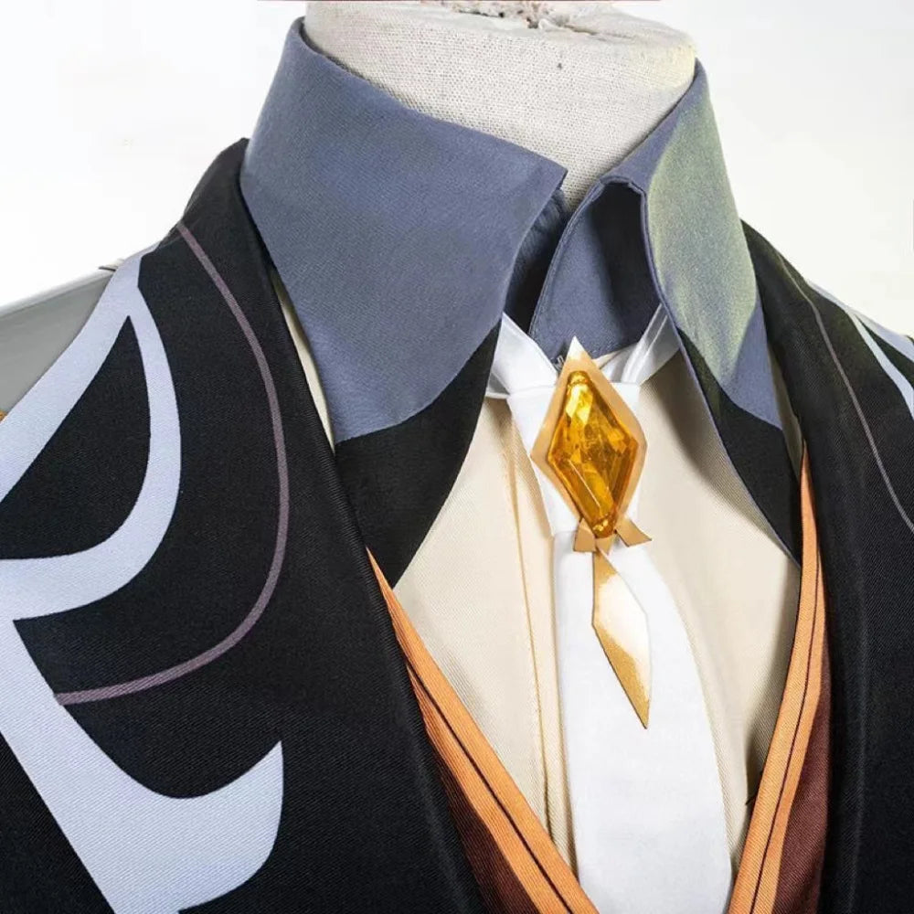 Genshin Impact Zhongli Cosplay Costume Full Set Wig