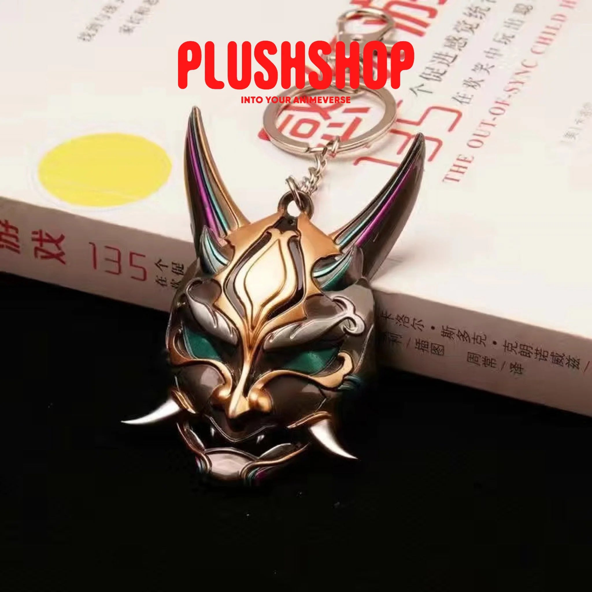 Genshin Impact Project Mondstadt Eye Of God Logo Pendant Metal Luminous Keychain 7Pcs Xiaos Mask