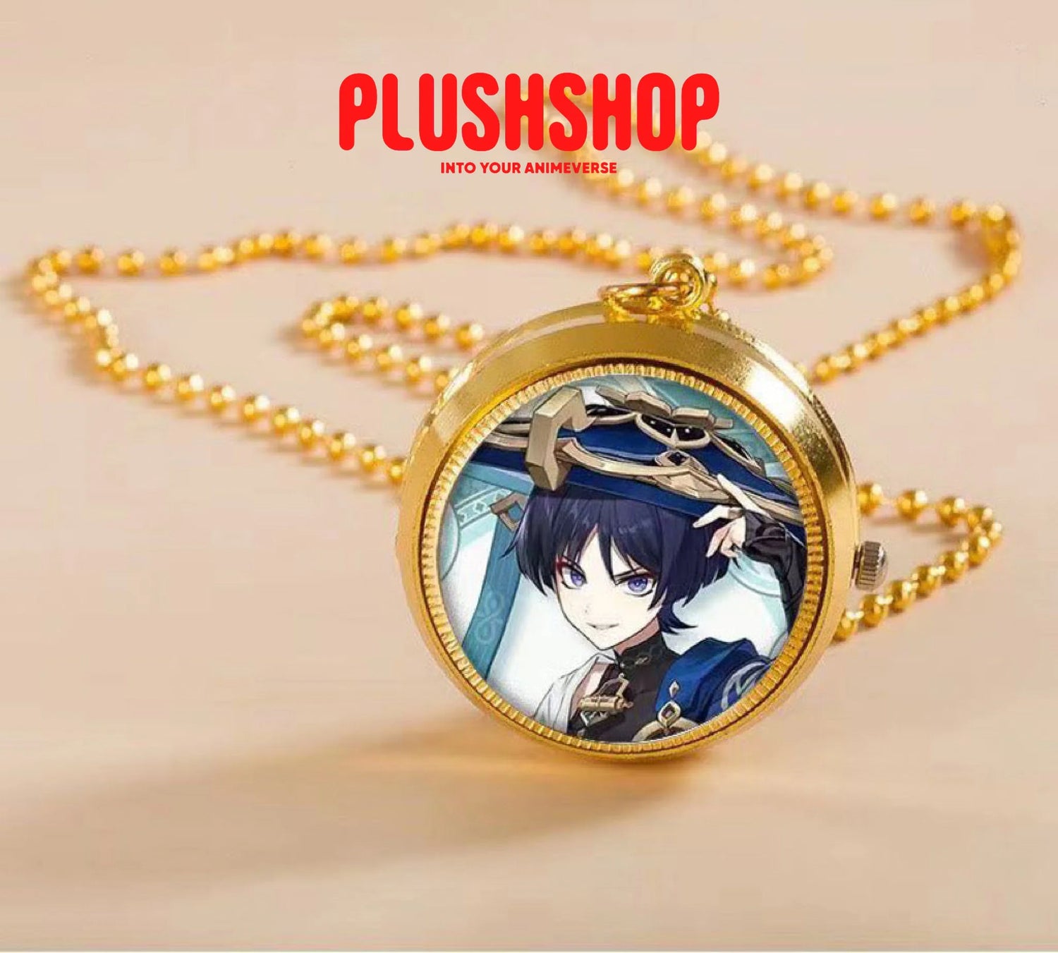 Genshin Characters Pendant Metal Pocket Watch Necklace Scaramouche
