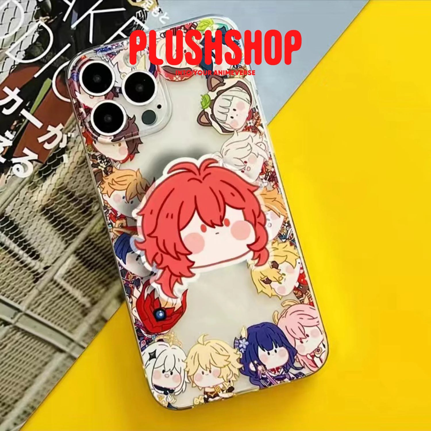 Genshin Impact Phone Grip Holder Cute Figure Stand For Fans Diluc