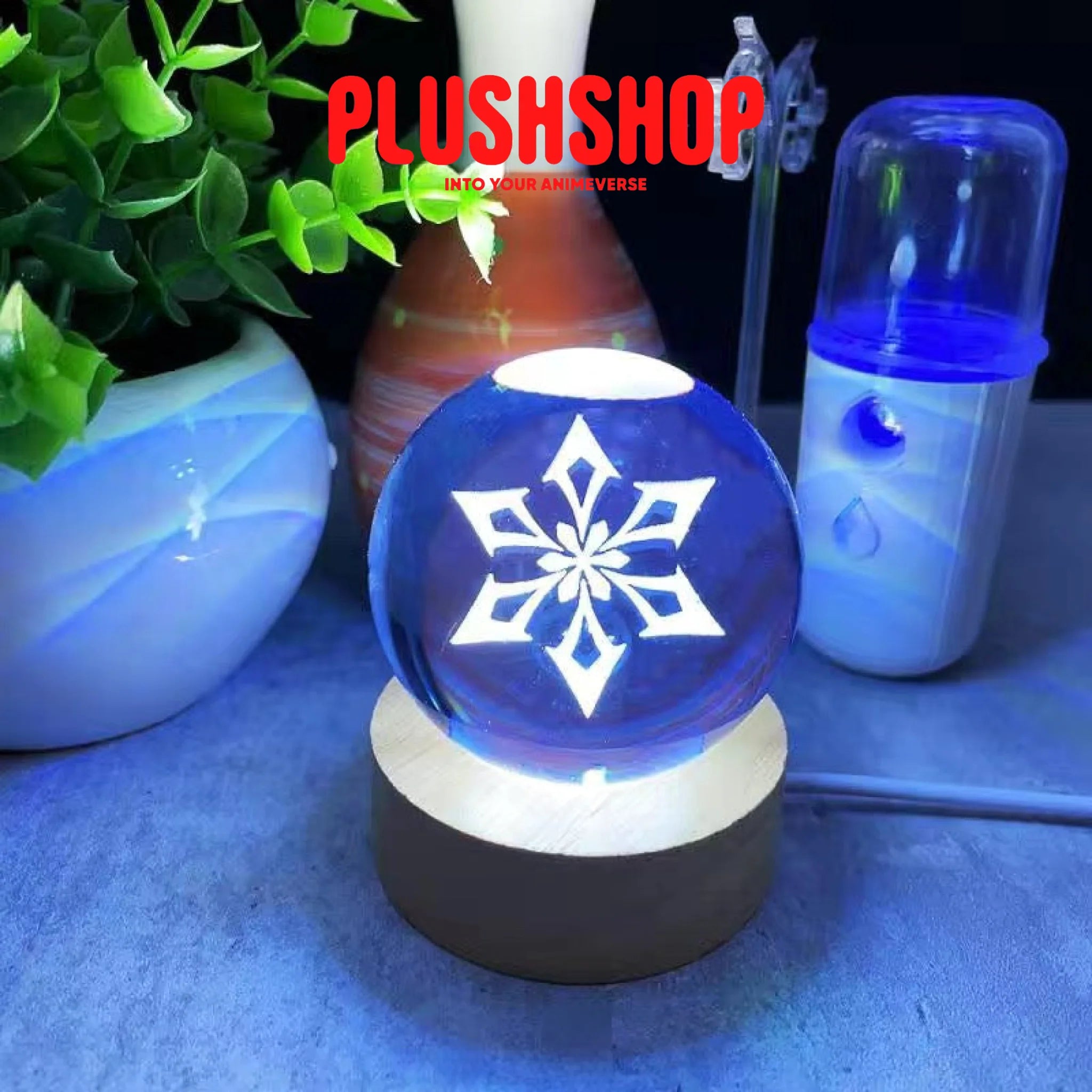 Genshin Visions Glowing Crystal Ball Lights Toy Cyro+ Wood Base 玩具/游戏