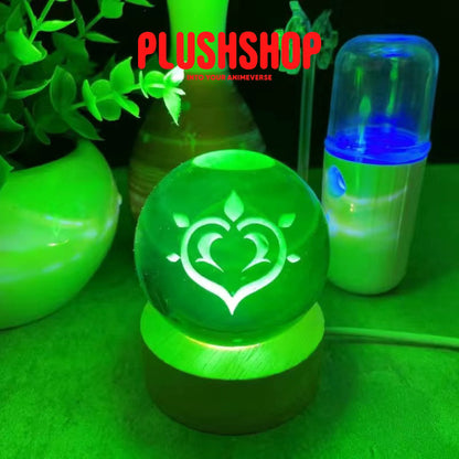 Genshin Visions Glowing Crystal Ball Lights Toy Dengro+ Wood Base 玩具/游戏
