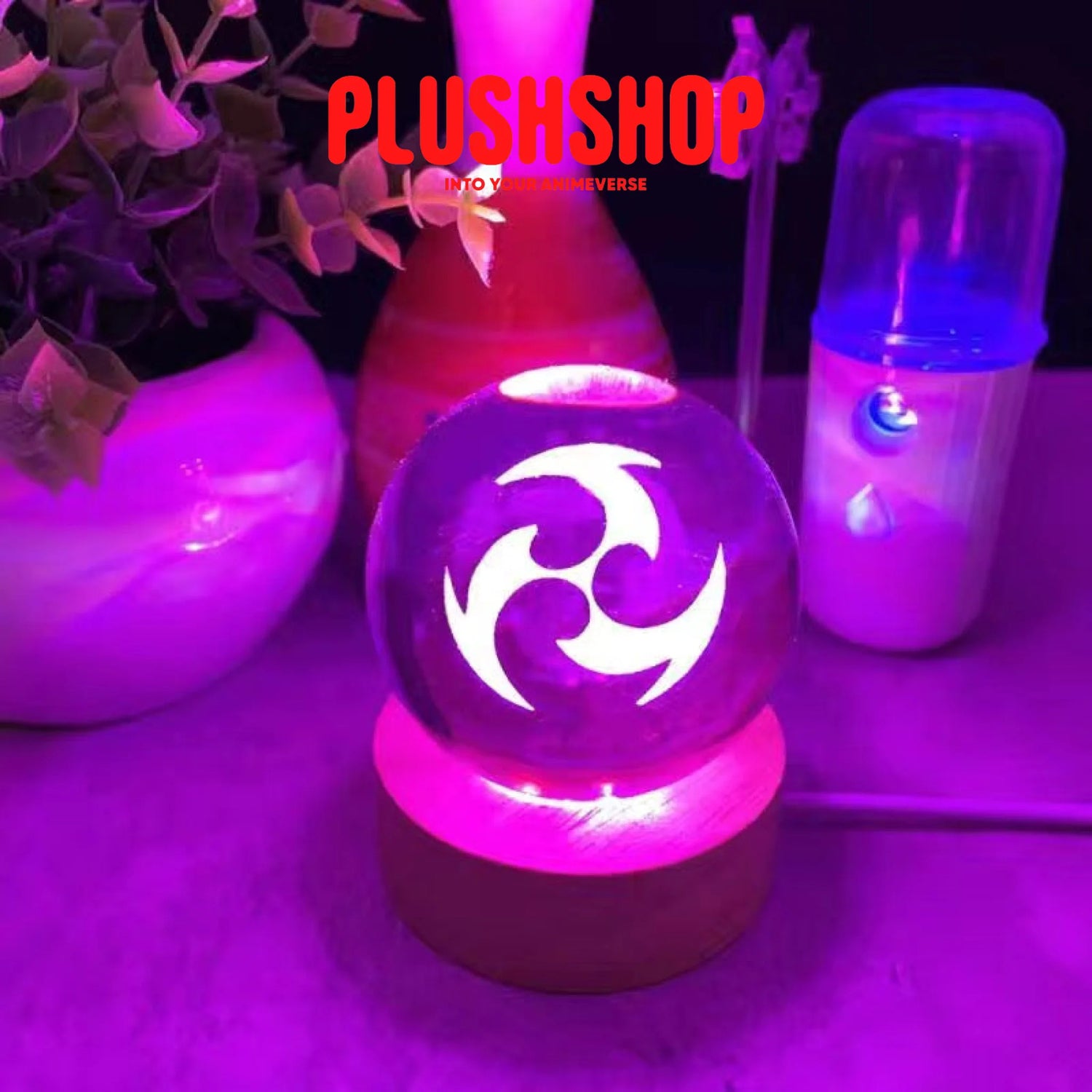 Genshin Visions Glowing Crystal Ball Lights Toy Electro+ Wood Base 玩具/游戏
