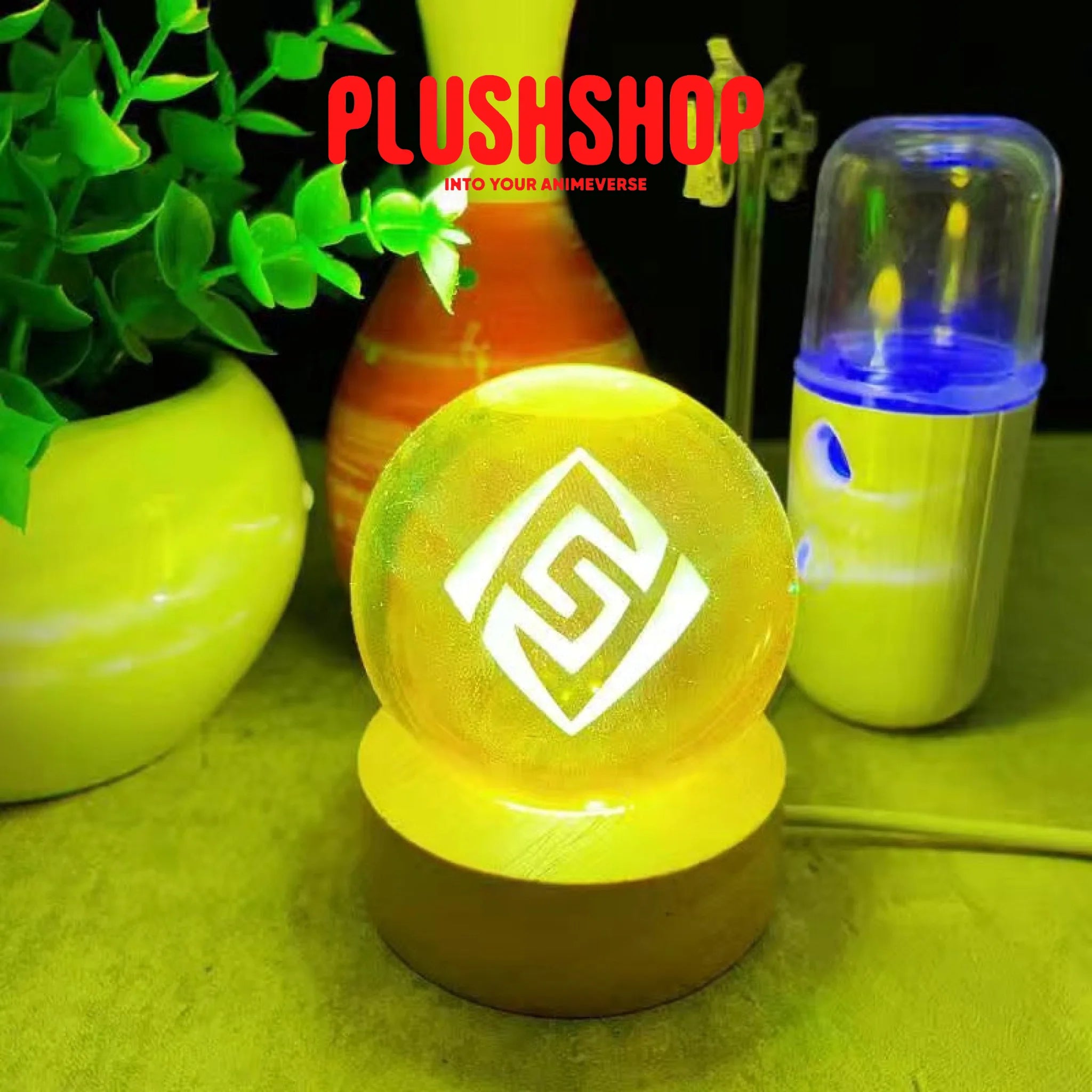 Genshin Visions Glowing Crystal Ball Lights Toy Geo+ Wood Base 玩具/游戏