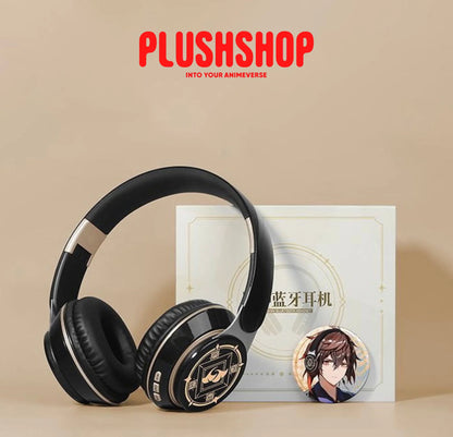 Genshin Zhongli Headphone Earphone Wireless With Microphone Hifi Stereo Foldable Lightweight Headset