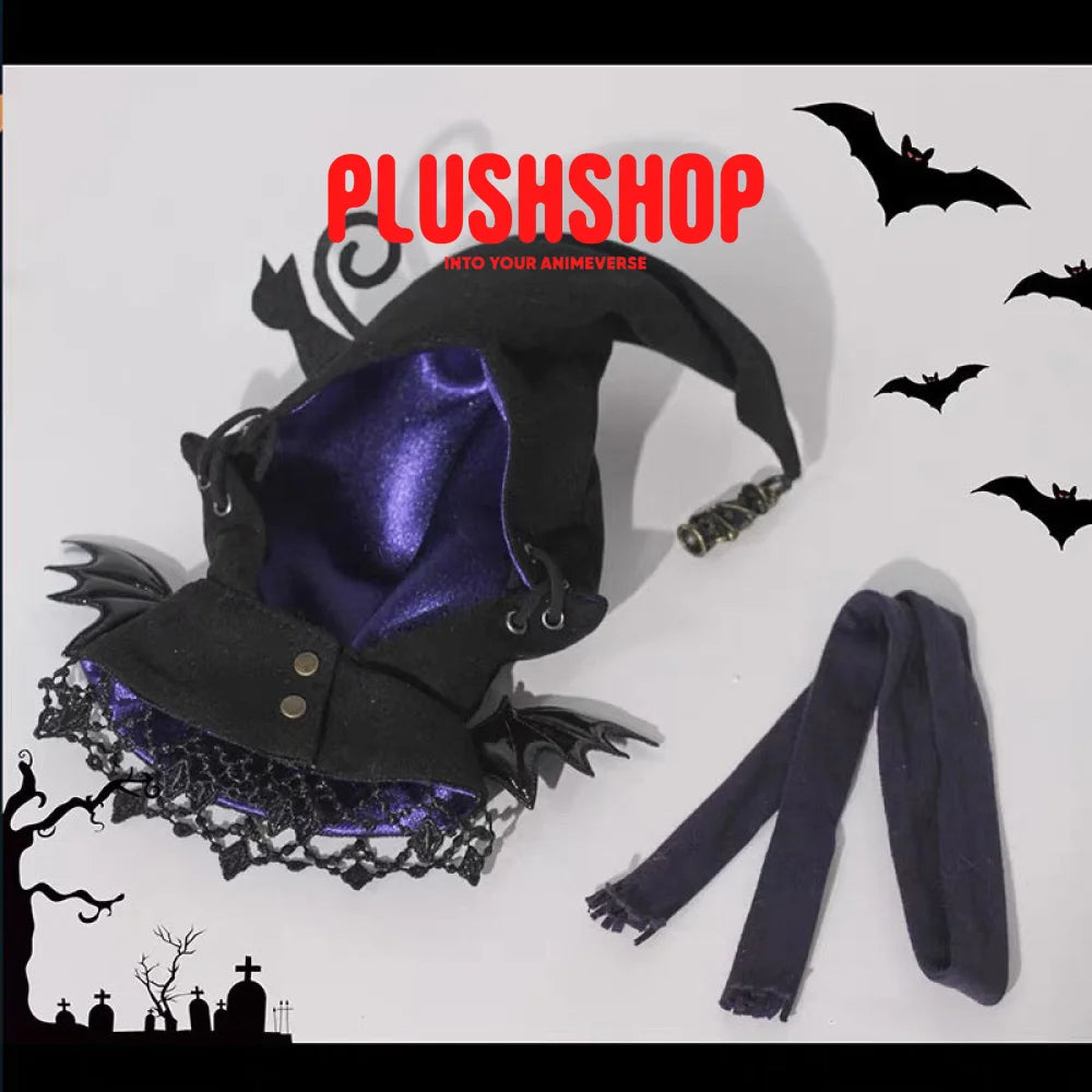 [Halloween Limited]Black Cat &amp; Witch Hat Outfit For 4IN Doll A 玩偶