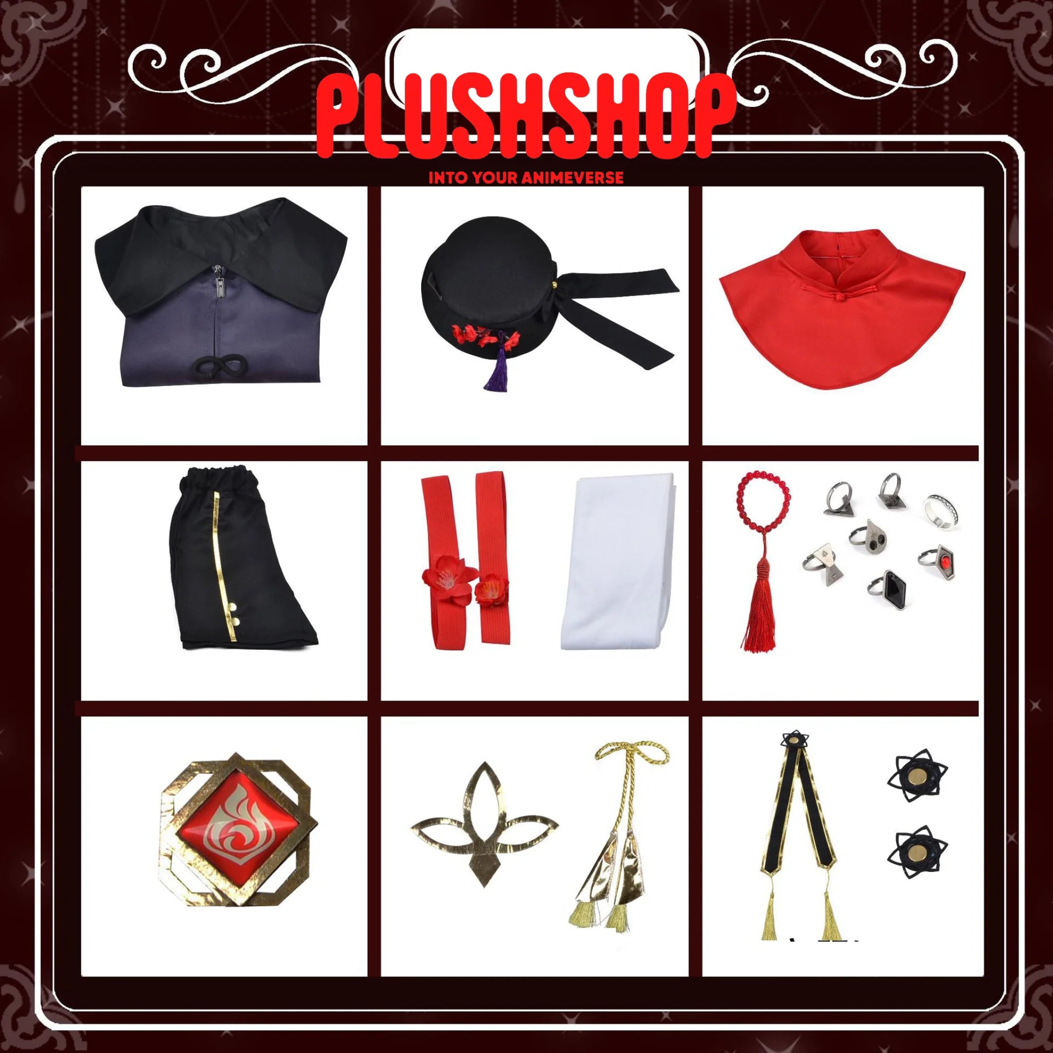 Hutao Cosplay Outfit Clothes Full Set / Xs Cosplay 套装