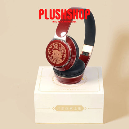 Genshin Hutao Headphone Earphone Wireless With Microphone Hifi Stereo Foldable Lightweight Headset