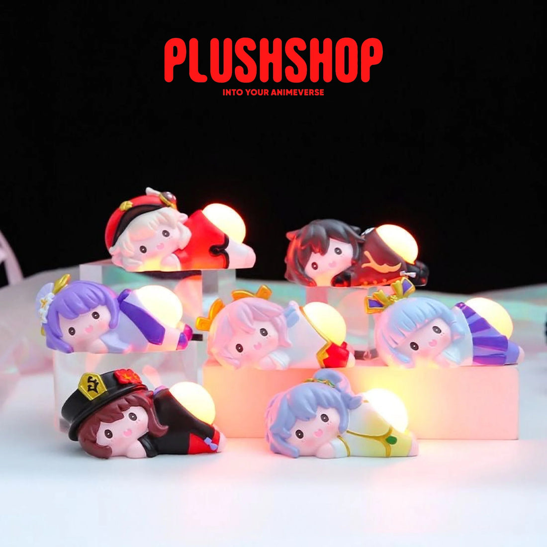 Genshin Character Hutao Klee Zhongli Creative Lamp Light Toy Blind Box Box-4Pc