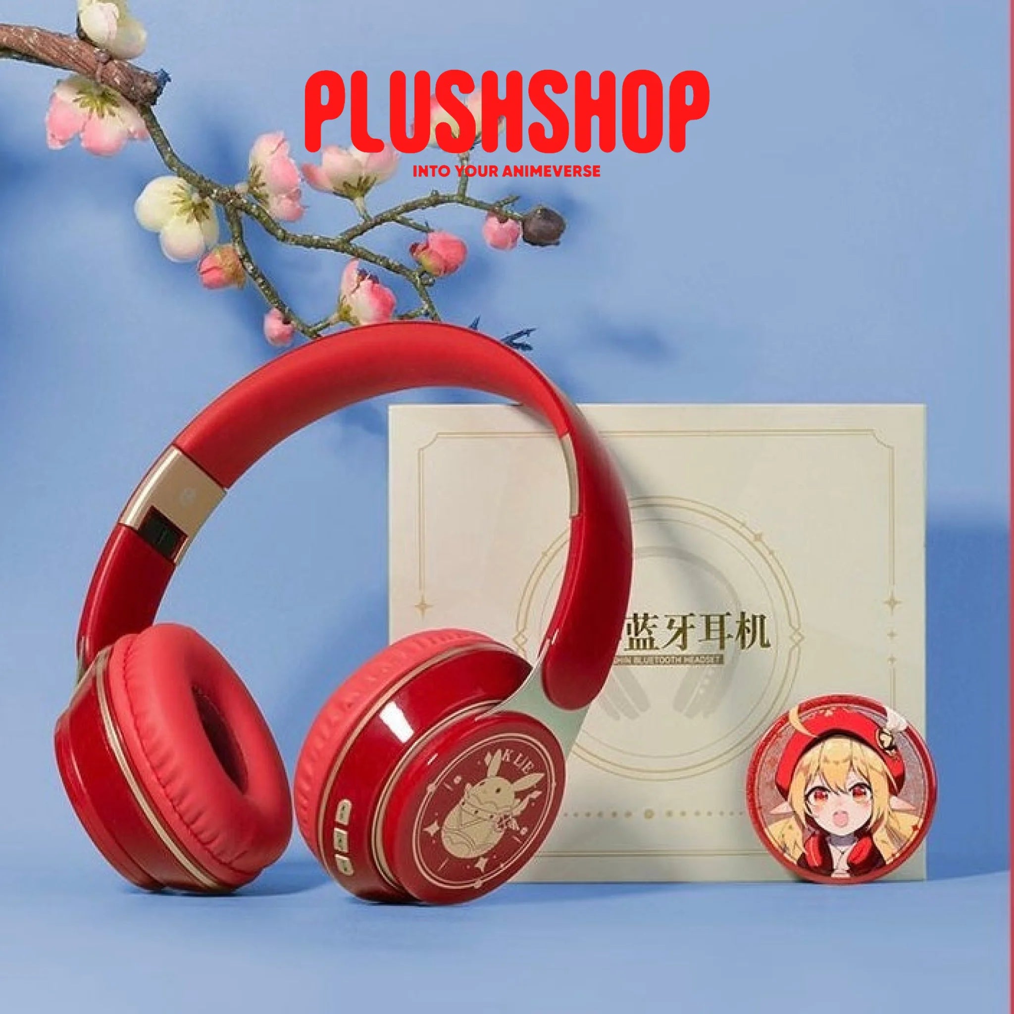 Genshin Klee Headphone Earphone Wireless With Microphone Hifi Stereo Foldable Lightweight