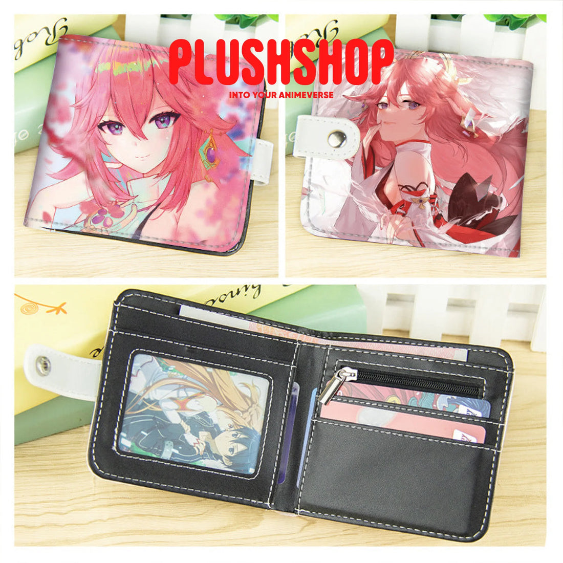 Genshin Impact Leather Wallet Scarameow Ganyu Cute Anime Wallet（Pre-Order） Yae Miko 零钱包