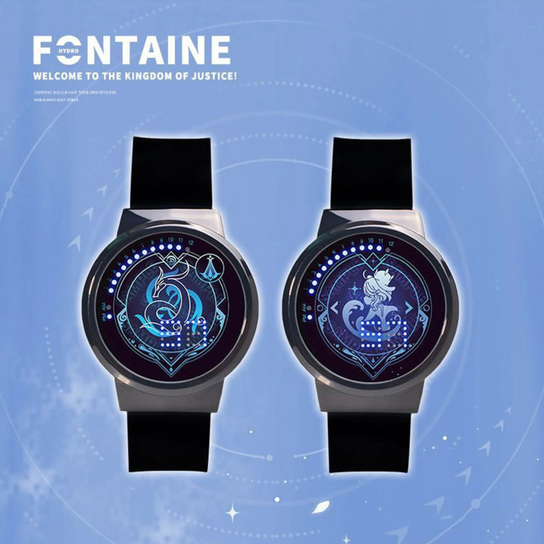 Genshin Impact Fontaine Characters Led Animation Watch Peripheral Waterproof Touch Screen 手表