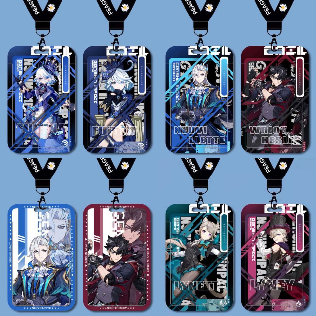 Genshin Impact Fontaine Characters Neuvillette Lyney Lynette Furina Wriot Hesley Card Holder