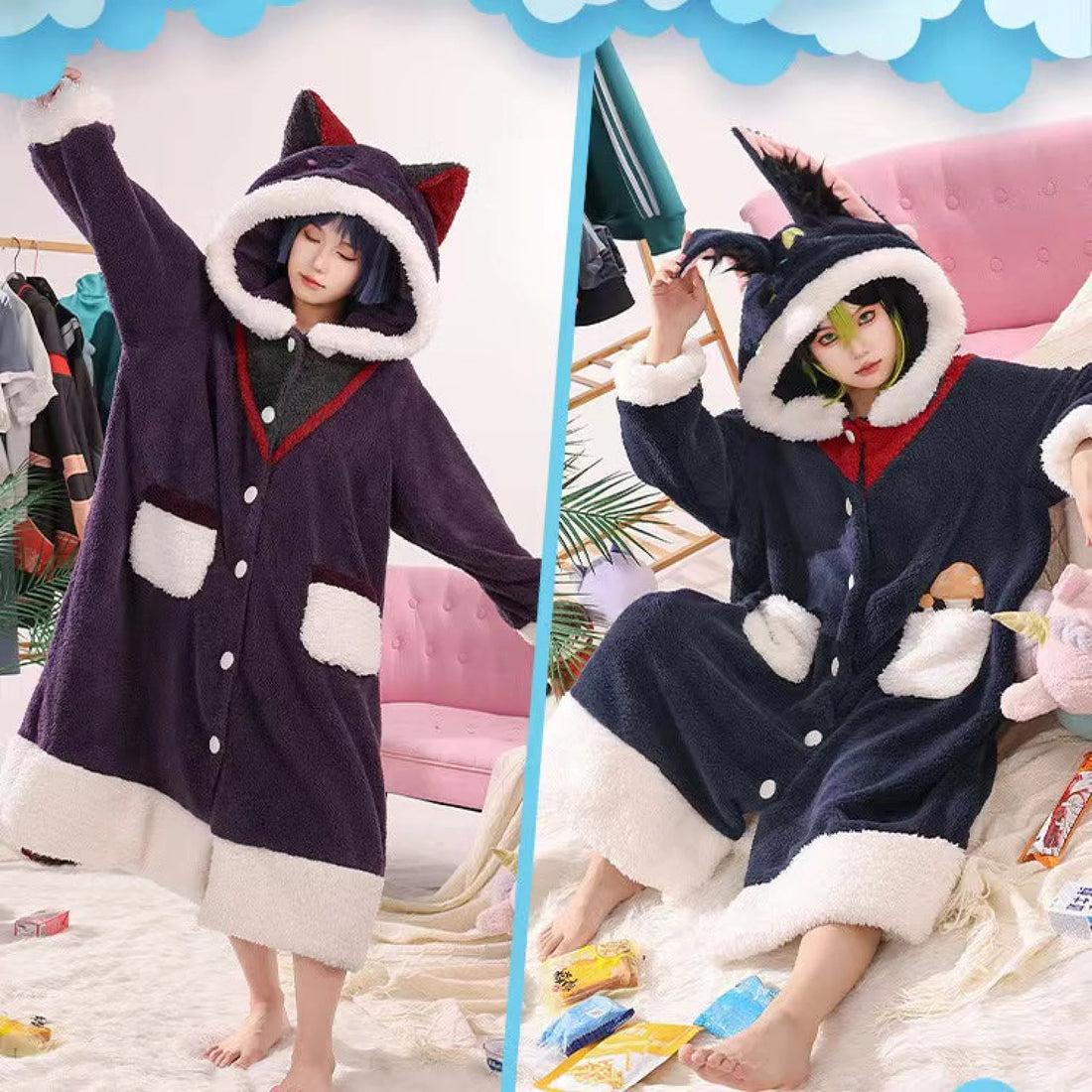 Genshin Impact Sacramouche Zhongli Xiao Klee Ganyu Theme Pajama Cosplay Home Wear