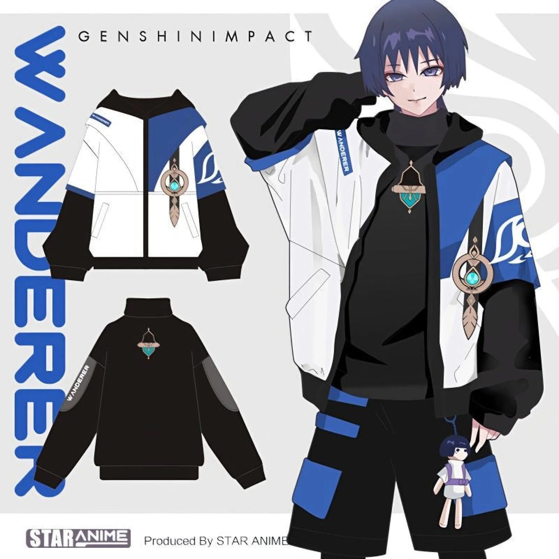 Genshin Impact Game Character Scaramouche Wanderer Design Element Spring And Autumn Sweatshirt