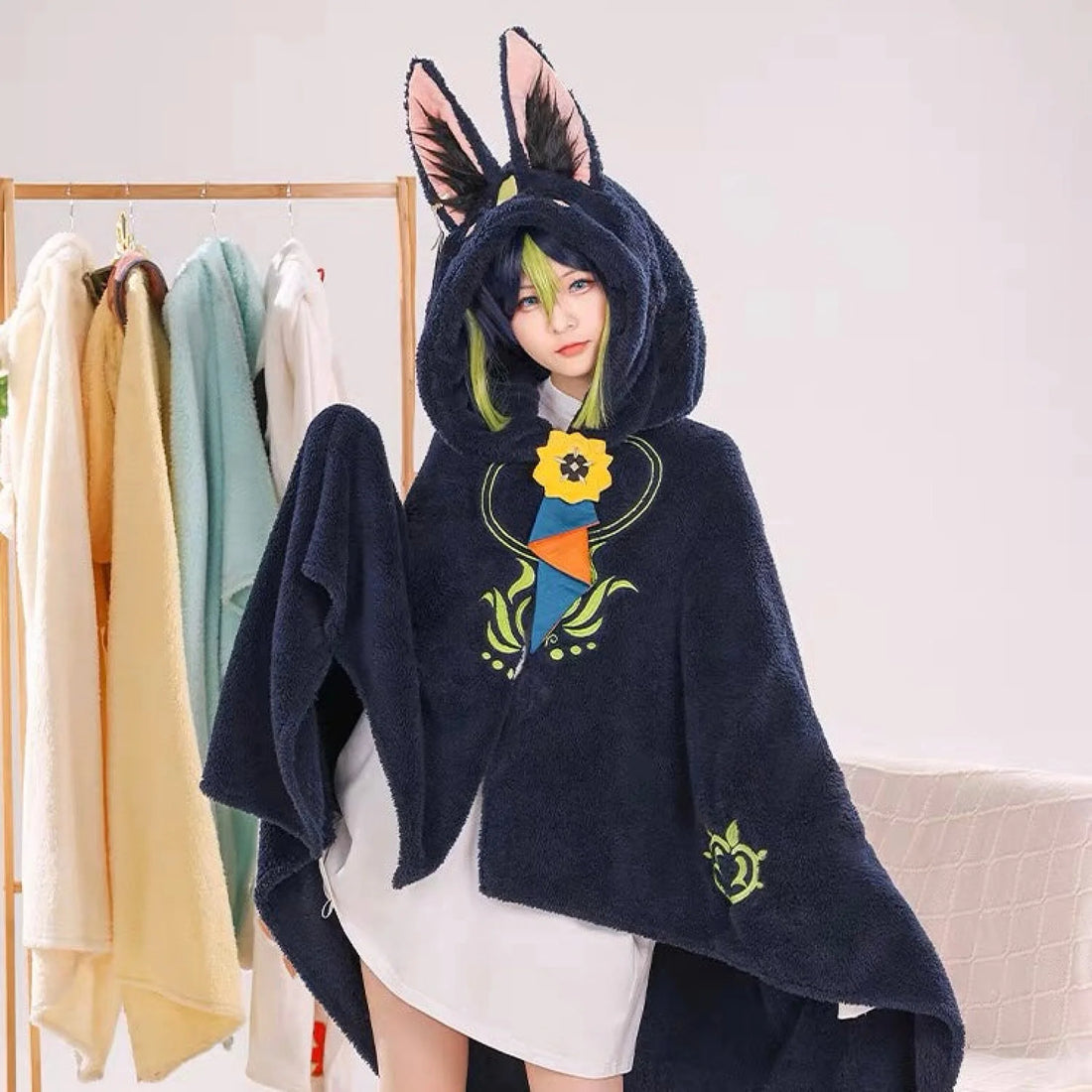 Genshin Characters Tighnari Blanket Warm With Hat(Pre-Order Ship Within 20 Days)