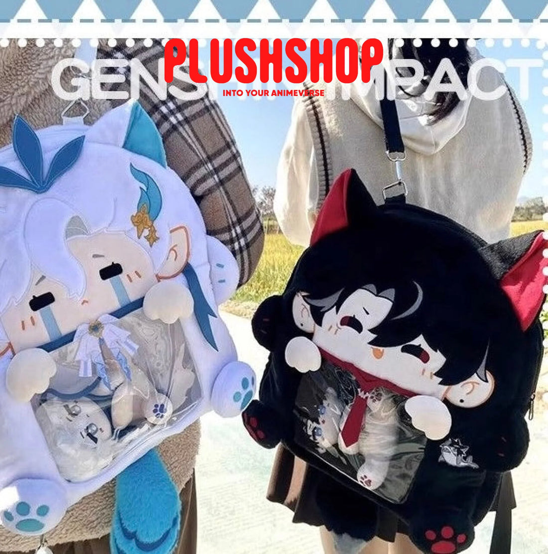 Genshin Impact Wriothesley Neuvillette Cute Plush Backpack Itabag 女士背包